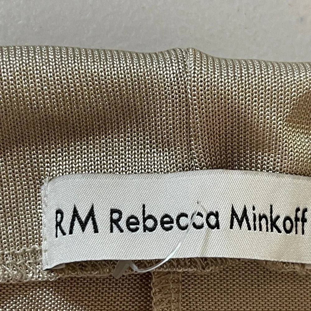 M by Rebecca Minkoff Womne's XL Mock Neck Gold Metallic Sleeveless Blouse Ruched - Picture 6 of 12